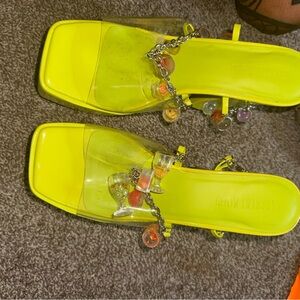 Dolls Kill Neon Yellow Sandals with Charms
